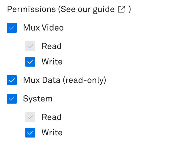 Mux Video access token permissions