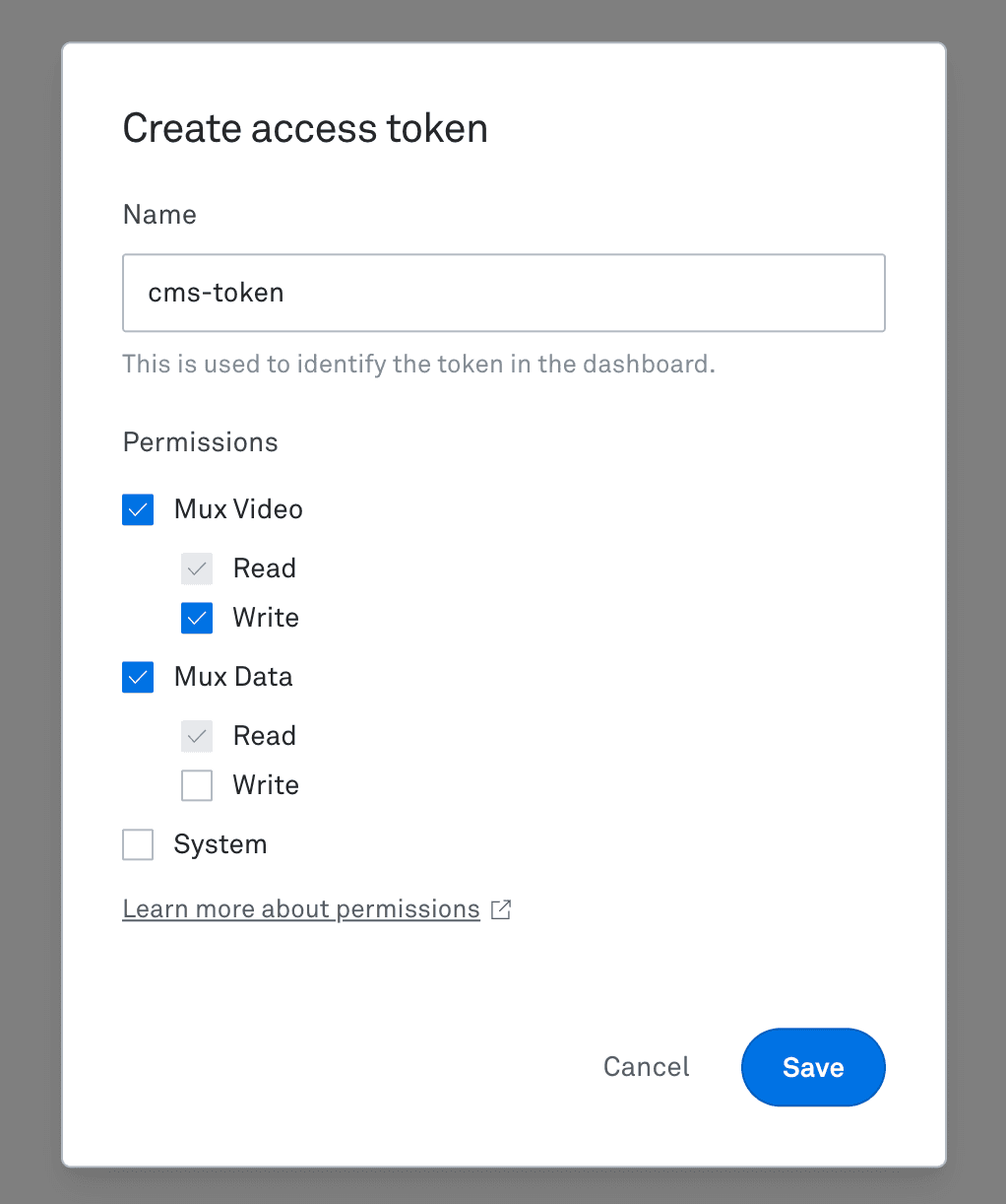 Mux Video access token permissions