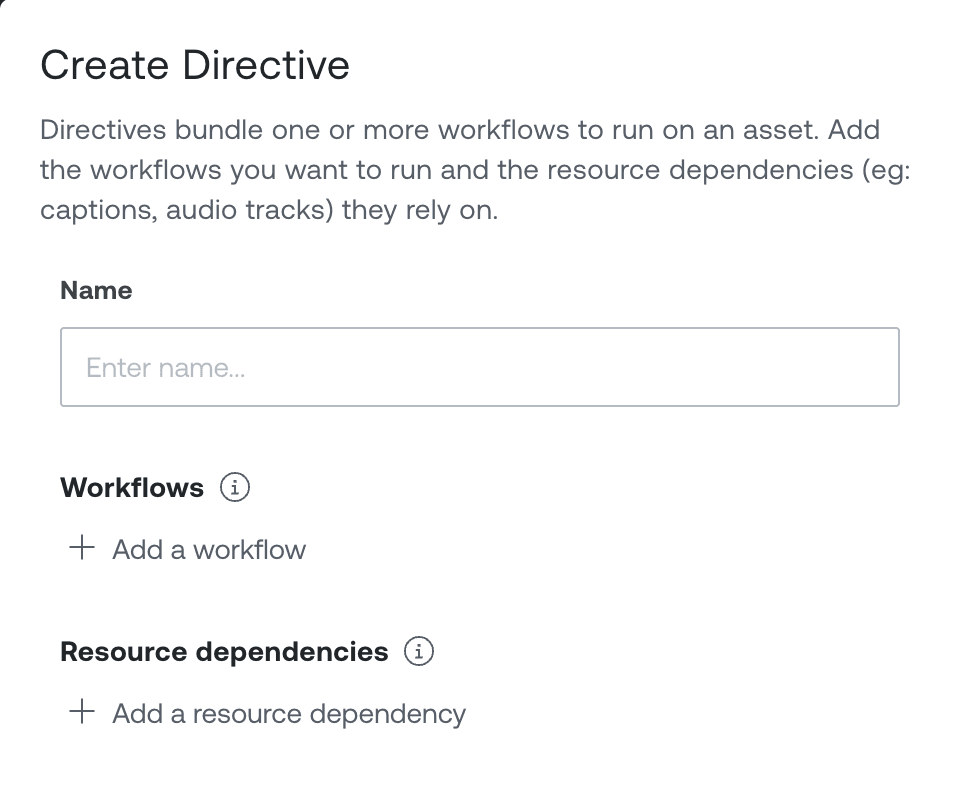 The Directive editor showing the Workflows and Resources panels side by side.